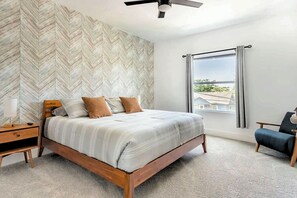 King Bed, 50 inch Smart TV, large walk-in closet & bathroom in suite 