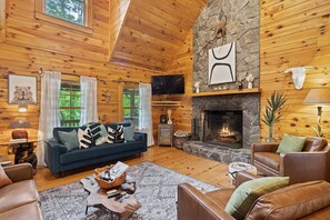 Main Level Living Space with Gas Log Fireplace