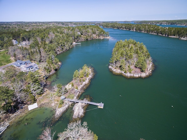 Aerial view of the oceanfront property