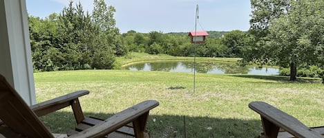 Patio Seating - Overlooking Private Pond stocked with fish.  