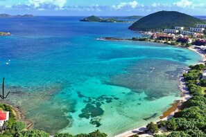 Aerial View of the bay near Pelican Point and Sapphire Beach to the right