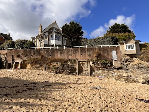 View onto the house from the beach. Direct access to the beach with private door