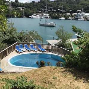 View from your deck of the shared pool 