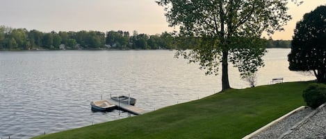 Large lakeshore frontage and private dock area. 