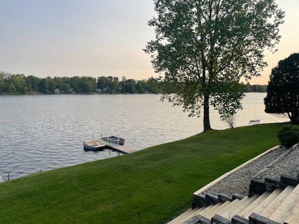 Large lakeshore frontage and private dock area. 