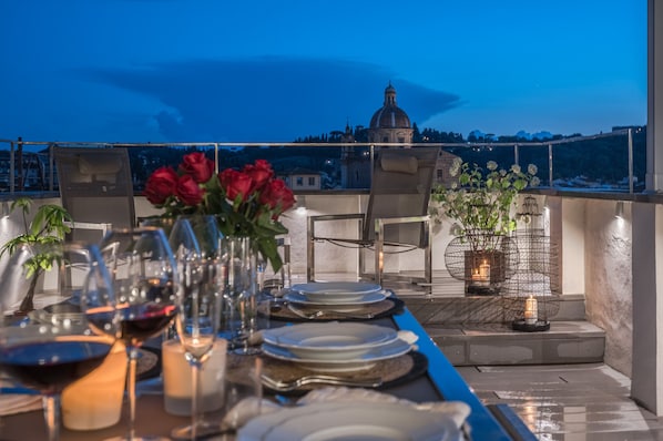Panoramic terrace perfect for breakfast, lunch, dinner or an evening cocktail