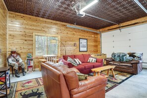 Living Room | Board Games | Books | Electric Fireplace | Foosball Table