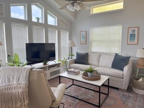 Contemporary living-room with new queen sofa-bed