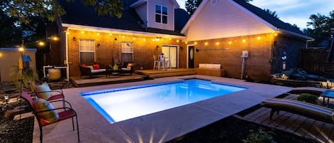 Backyard private heated pool