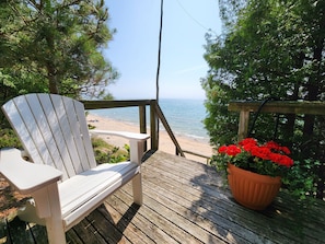 Adirondack chair overlooking Lake Michigan