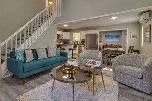 Living Room | Free WiFi | Central Heat & A/C | Smart TV | Electric Fireplace