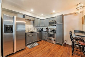 Large, fully-equipped kitchen with everything you need for making meals.