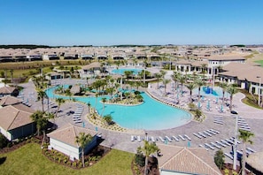 Ariel view of waterpark and lazy river at ChampionsGate
