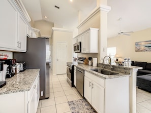 Fully equipped kitchen with a stainless steel appliances