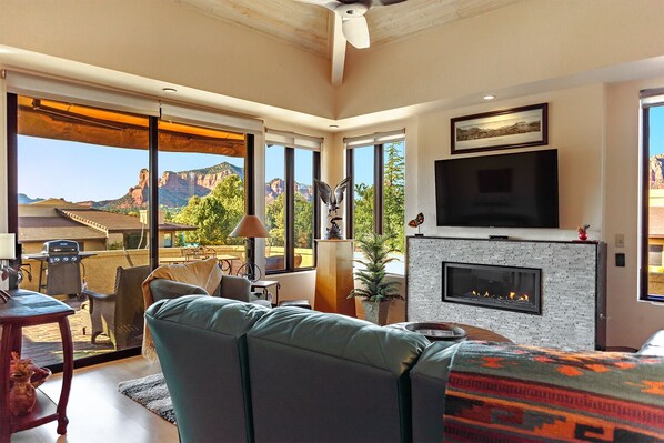 Flows through to sunny patio with Sedona views