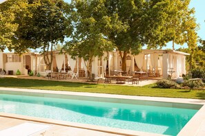 Activities, Amenities, Balcony / Terrace / Patio, Building Exterior, Main Entrance, Pool, Room Detail, Spring, Summer, Wellness