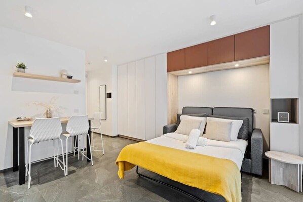 Dream easy in this serene bedroom that promises a restful night's sleep.
