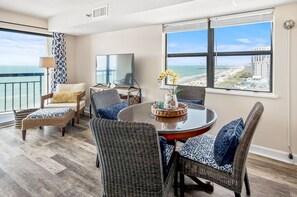 Beach views from the dining table. 