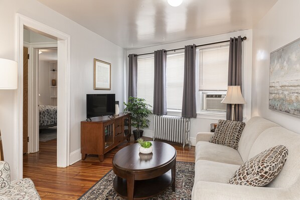 Light and bright living room to sit and relax.