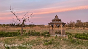 The marsh and gazebo on the front of the house