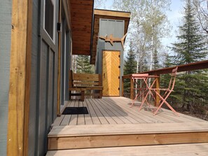 Listen to the drumming grouse, song birds, and babbling river from the deck.
