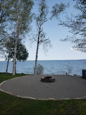 Firepit area on the waters edge