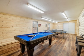 Large private game room, with Air Hockey, Ping Pong, & a Pool Table