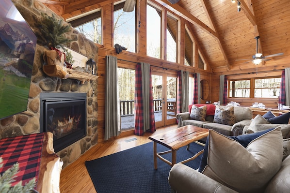 Interior living room with view