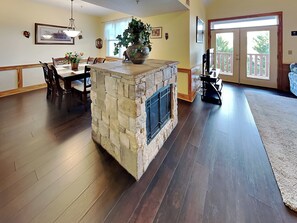 Warm Up by the Dual Fireplace in Living & Dining Areas