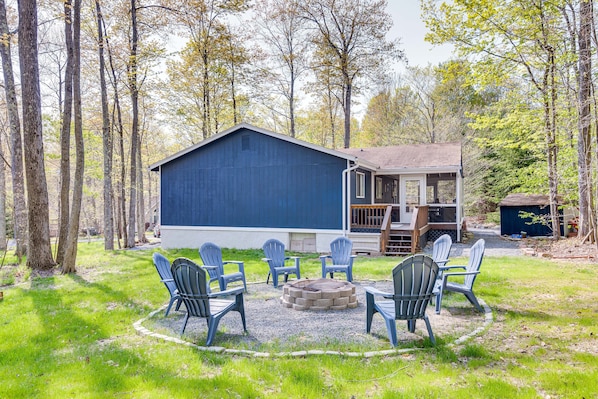Pocono Lake Vacation Rental | 3BR | 2BA | 1,100 Sq Ft | Stairs Required