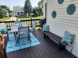 Great deck for hanging out and grilling.