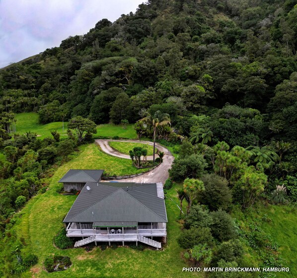 The Lodge is on a 50-acre block comprising mostly native bush & streams.