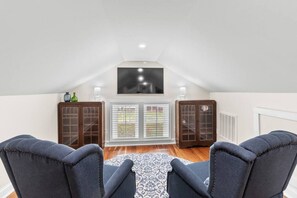 Two living room areas, one of which (in this picture) is a part of the master bedroom on the second level