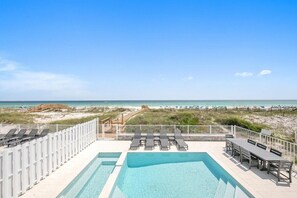 Fenced in private pool and hot tub