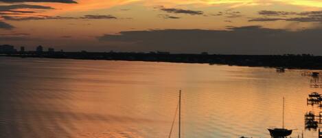 View of sunset from balcony