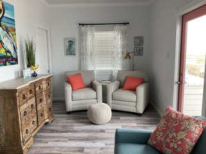 Read and relax in the well-lit entry nook