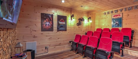Enjoy a movie in our 12 person theater room