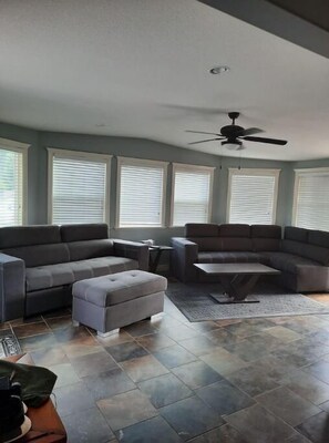 Livingroom and  both couches are pull out beds