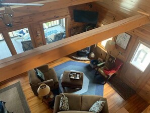 Living room viewed from the loft. 