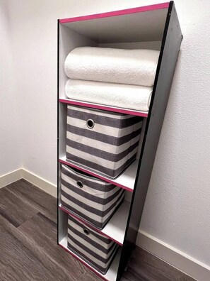 Towels and extra storage