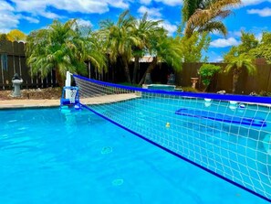 Pool volley ball and basketball!