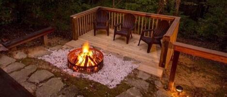Fire Pit Behind Wears Valley Cabin Rental Heavenly Daze and Nights
