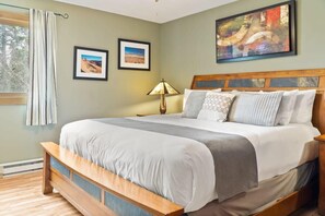 Get a good night’s rest in the master bedroom which boasts a comfortable king-size bed.