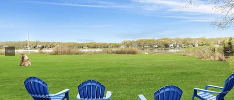 Picture yourself relaxing in an Adirondack chair, watching the creek activity. 