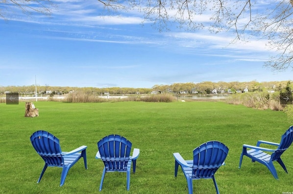 Picture yourself relaxing in an Adirondack chair, watching the creek activity. 