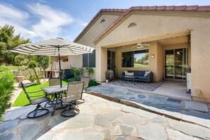 Private Patio | Golf Course Views | Dining Area | Gas Grill