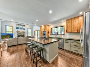 Large kitchen open to living room