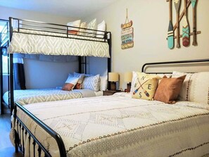 Kids love the bunk bed!  Full over Full bunk, with Queen bed (these are in the 4-bedroom house)