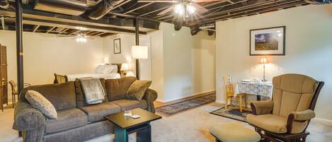 Durham Vacation Rental | Studio | 1BA | 900 Sq Ft | Step-Free Access