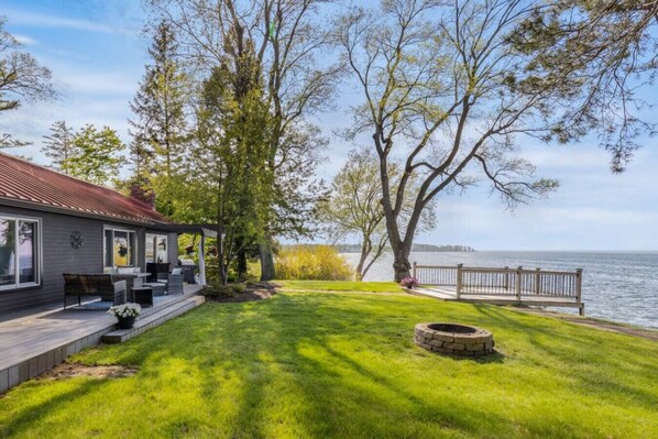 View of the backyard and lake!